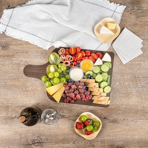 Cater Tek 15.8 x 9.8 Inch Charcuterie Boards, 10 Faux Wood Cheese Boards - WIth Handle, Stackable, Dark Paper Cardboard Charcuterie Boards, Disposable, For Serving At Catered Events - Restaurantware - color: Dark, size: 15 3/4"