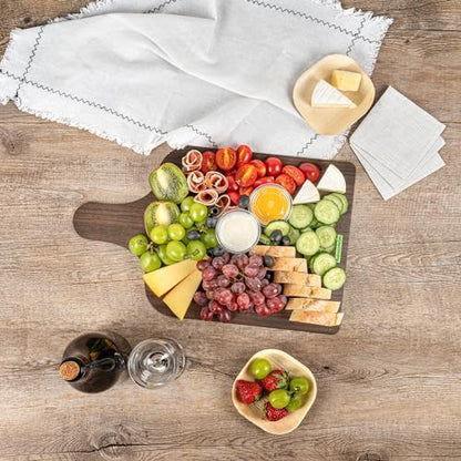 Cater Tek 15.8 x 9.8 Inch Charcuterie Boards, 10 Faux Wood Cheese Boards - WIth Handle, Stackable, Dark Paper Cardboard Charcuterie Boards, Disposable, For Serving At Catered Events - Restaurantware - color: Dark, size: 15 3/4"