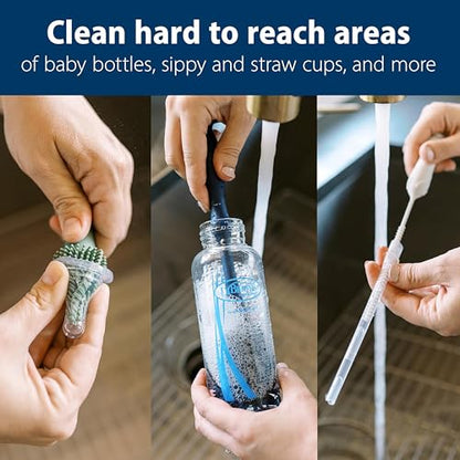 Dr. Brown's Silicone Cleaning Brush Set with Bottle, Spout, and Straw Brush, 3-Pack + Vent Cleaning Brush, 4-Pack - color: Silicone Brush Set + Vent Brush 4-pack, size: Compact