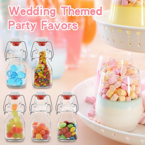 2Pcs 2oz Mini Swing Top Glass Bottles, 60ML Mini Storage Bottles, Small Glass Bottles,Vanilla Extract Bottles/Home Brewing/Beverages/Oil (Clear) - color: Clear