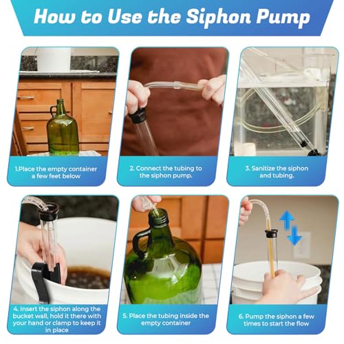LemonRoad Wine Siphon Kit with Auto Pump, Bottling Wand, 4 Airlocks & Stoppers | Wine Making Supplies for Beer Kombucha Mead, Includes Tubing, Home Brewing Siphon Starter Set