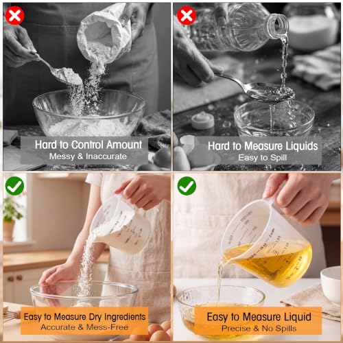 Kanayu 36 Pcs Plastic Measuring Cup Clear Measuring Mug with Spout and Handle Grip Capacity Clear Graduated Pitcher for Kitchen Flour Water Liquids (Black,16 Oz, 2 Cups) - color: Black, size: 16 Oz, 2 Cups