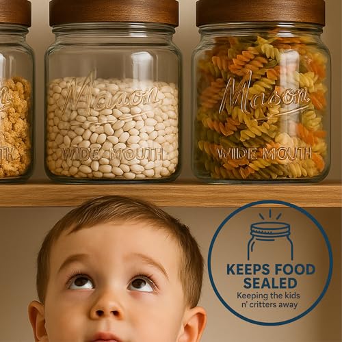 kitchentoolz Large Mason Jars with Lids – 64 oz Mason Jars Wide Mouth, 1/2 Gallon Glass Jar with Lid for Pantry Storage, Canning, Flour, Dry Goods – 2 Pack - size: Pack of 2