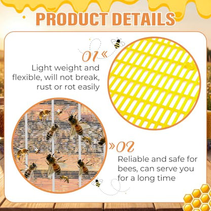 Beeveer 3 Pcs Beehive Parts Kit for 10 Frame Bee Hive, Beehive Screened Bottom Board with Entrance Reducer and Plastic Queen Excluder for Beekeeping Supplies(Yellow) - color: Yellow
