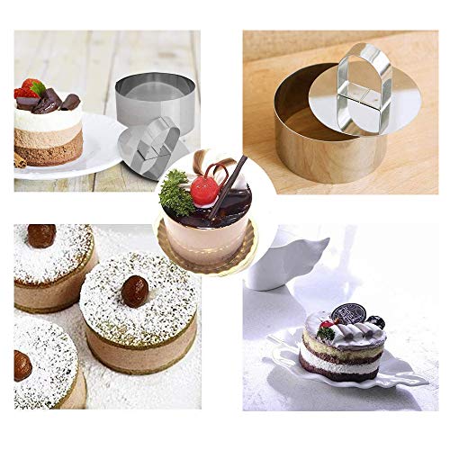 Stainless Steel 3D Cake Molds with Pusher Lifter Cooking Rings Set of 4,Baking Dish Bakeware Tools Cupcake Mold Mousse Ring Cheese Tools Salad Cake Dessert Mould(4 Different Shapes) - color: 4 Different Shapes