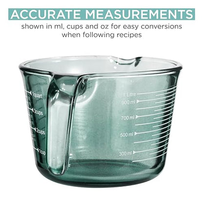 COOK WITH COLOR Glass Measuring Cups - Ideal for Cooking and Baking, Green - color: Green