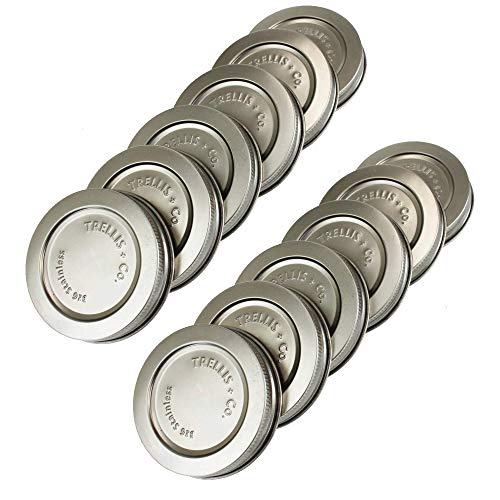 316 Stainless Steel Wide Mouth Mason Jar Lids - 12 Pack | For Storage, Dry Goods, Pickling, Gifts - Durable & Rustproof - Mason Jar Tops - size: 12 Pack