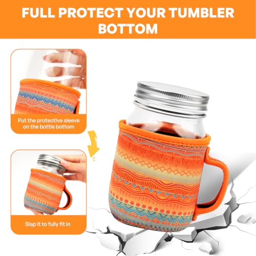 KJQJLY 4 Pcs Mason Jars Sleeves Neoprene 16oz and 24oz 32oz Regular and Wide Mouth Mason Jar Sleeves Holder with Handle (Desert Sunset, 16 OZ) - color: Desert Sunset, size: 16 OZ