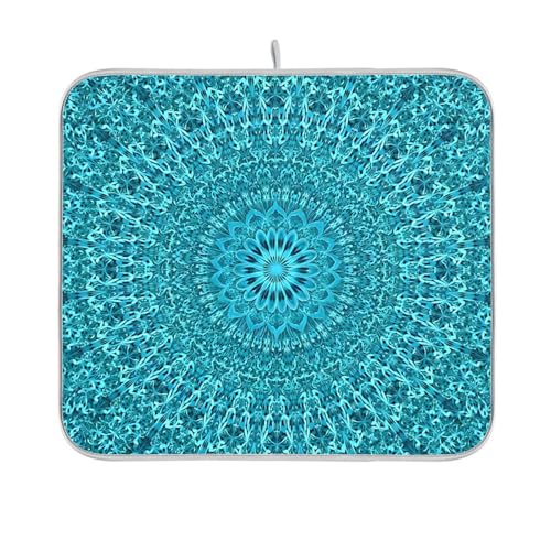 Super Absorbent Dish Drying Mat, Microfiber Fast-Drying Dish Mat, 24" x 18", Kitchen Dish Drying Pad, Mandala Turquoise Teal Blue Green - color: Mandala Turquoise Teal Blue Green, size: 18" x 24"