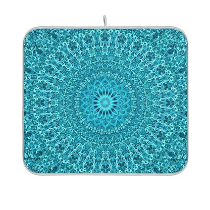 Super Absorbent Dish Drying Mat, Microfiber Fast-Drying Dish Mat, 24" x 18", Kitchen Dish Drying Pad, Mandala Turquoise Teal Blue Green - color: Mandala Turquoise Teal Blue Green, size: 18" x 24"