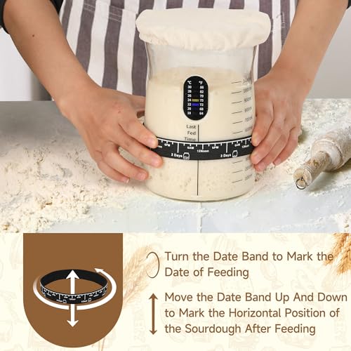 Coco Bird Pro Sourdough Starter Kit- 50oz Large Capacity Sourdough Starter Jar, 17 Flavorful Fermentation Recipes, Sourdough Bread Baking Supplies for Making Delicious Sourdough Breads(Red, 2Set) - color: Red