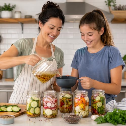 Wide Mouth Mason Jar Funnel, Kitchen Canning Funnel Tool for Easy Filling, Jam, Pickle, Spice Transfer, Compatible with Standard Wide Mouth Jars