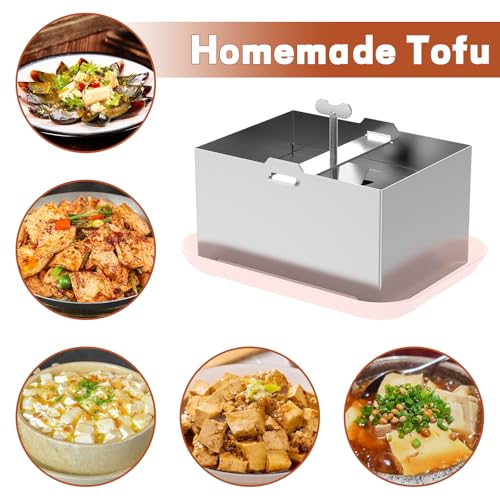 Tofu Press Stainless Steel, Paneer Maker, DIY Tofu Maker Stainless Steel with Presser Towel & Drip Tray,for 2 Pounds Firm Tofu, Cheese, Paneer, Dishwasher Safe