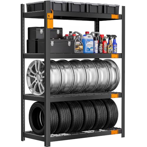 CAMMOO 40''W Storage Shelves, 3200LBS Metal Garage Shelving Unit with Magnetic Lable, Upgraded Structure, Solid Steel, Heavy Duty Adjustable 4 Tier Wire Shelf for Basement, Kitchen, 40"W x 20"D x 60"H - size: 40"W x 20"D x 60"H
