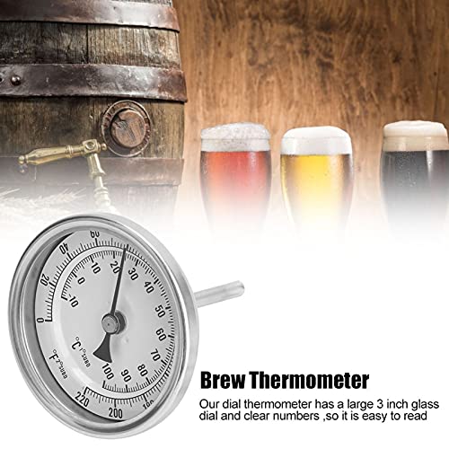 Dial Thermometer, Mnpt 0 to 220f Stainless Steel Brew Pot Thermometer for Homebrew Beer and Wine Thermometer