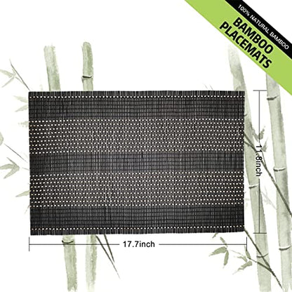 Set of 8 Pcs Bamboo Placemats Natural Anti-Slip Bamboo Placemats Washable Heat-Resistant Table Mats for Dining Room and Kitchen (Black+White) - color: Black+white, size: Set of 8 Placemat 17.7 x 11.8 inch