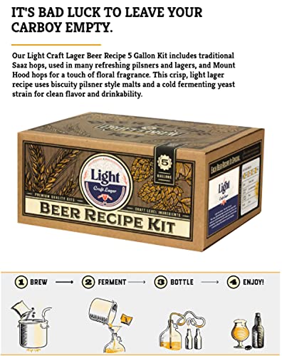 Craft a Brew - Beer Recipe Kit - Light Lager - Home Brewing Ingredient Refill - Beer Making Supplies - Includes Hops, Yeast, Malts, Extracts - 5 Gallons - color: Light Lager