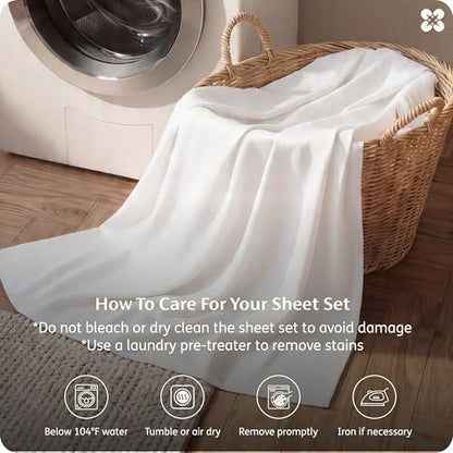 Bedsure PureWoven 100% Rayon Derived from Bamboo, Full Size Sheets, 4 PCS | Cooling Sheets for Hot Sleepers, Breathable & Silky Soft, 16" Deep Pocket, Hotel Luxury Bedding, White - color: 02 - White, size: Full