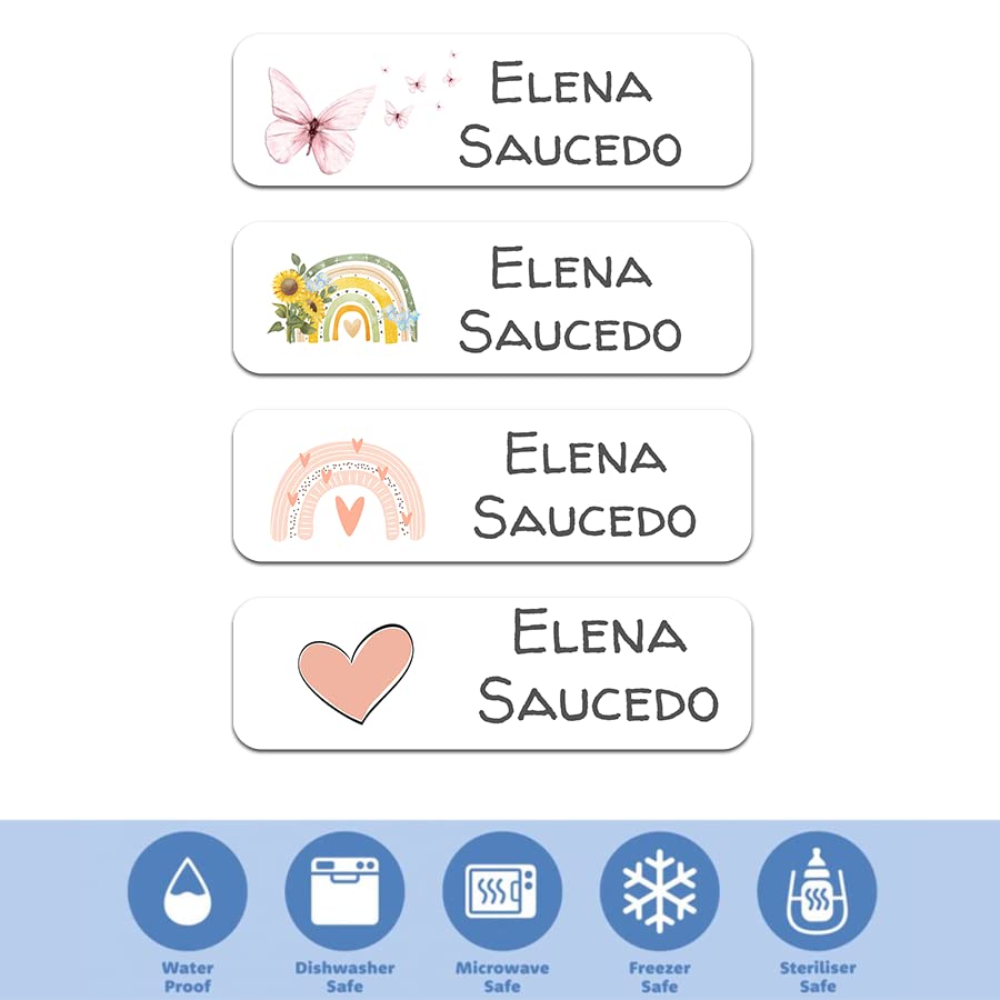Custom Waterproof Dishwasher Safe Kid Name Labels for Daycare(128 Pack), Camp, School Supply, Baby Bottles, Lunch Boxes and Cups, Travel. Cute Personalized Design Name Stickers (Pattern 9) - color: Pattern 9