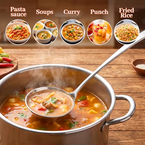 6 Pack Small Stainless Steel Ladle, Gravy Ladle Spoon, Stainless Steel Ladles for Soup, 7.9 Inch Premium Steel Sauce Ladles for Gravy, Soup, Sauce, Silver