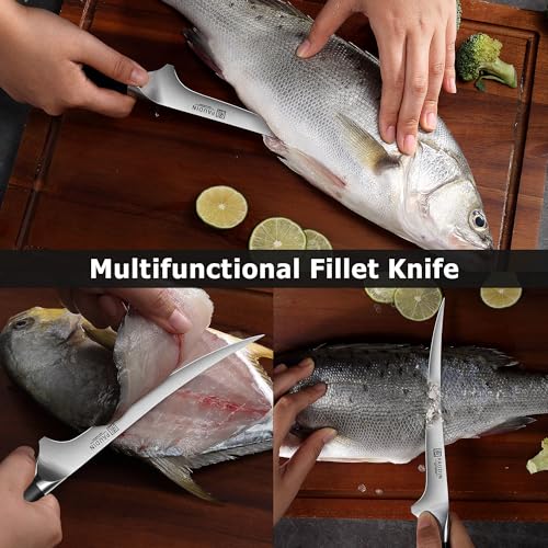 PAUDIN Fillet Knife, 7" Flexible Boning Knives with G10 Handle, Dishwasher Safe High Carbon German Steel Fish Knife for Meat Trimming, Deboning & Skinning,Professional Holiday BBQ Cooking Gift for Men - size: Fillet Knife - 7 inch