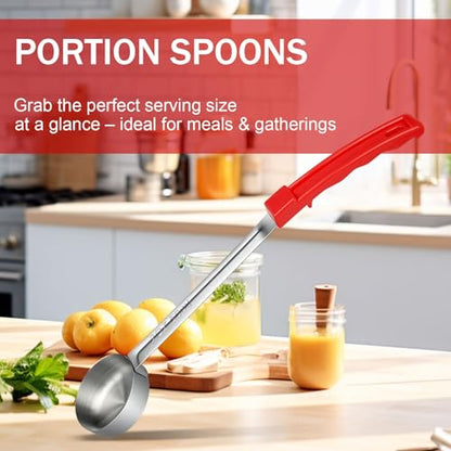 2 Ounce Solid Stainless Steel Portion Control Ladle Spoon -Pizza Sauce Serving Spoons Portion Ladle for Sauces, Perfect for Weight Watchers, Buffets, Parties - size: 2 Ounce, style: 1 PCS