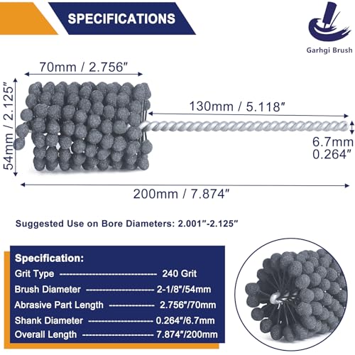 Garhgi 2-1/8 Inch (54mm) Cylinder Hone with 240 Grit Silicon Carbide Ball | Industrial Hydraulics Automotive Motorcycle Engine Brake Rotors Piston Rings Cam Bearings, Crosshatching Deglazing Deburring - size: 2.125"(54mm), style: 240 Grit