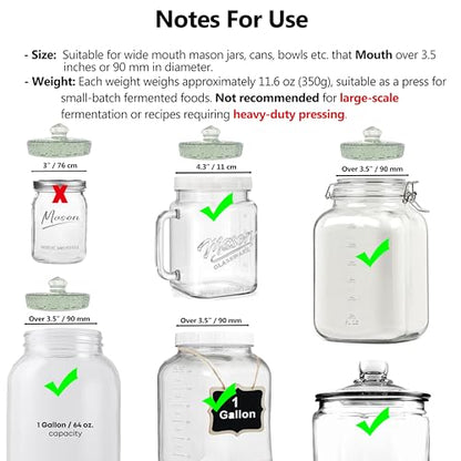Fermentation Weights for Large Wide Mouth Pickling Canning Jars (3.5 Inch/90mm+), Heavy Duty to Keep Veggies Submerged, Easy Grip Grooved Handle, Lead-Free for Sauerkraut Kimchi Pickling, Pack of 1 - color: Clear-1 Piece