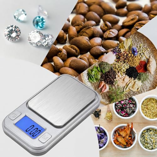 0.01g Accuracy Mini Digital Pocket Gram Scale, Diyife 200g Milligram Scale with Storage Case, 8 Units, LCD Display, Tare Function, Weighs Small Food, Jewelry Scale, Silver - color: Silver