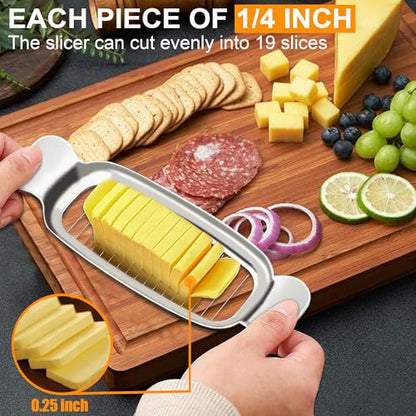 2 Pack Cheese Slicers, AITRAI Stainless Steel Wire Butter Slicer Cutter with Cheese Plane Tool for Soft, Semi-Hard, Hard Cheeses, Butter, Eggs, Fruits丨Dishwasher Safe