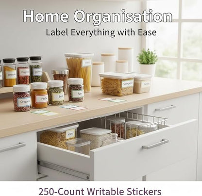500 Removable Labels - No Residue, Reusable and Waterproof | Suitable for Food Storage Containers, Etc. (250pcs) - color: 250pcs