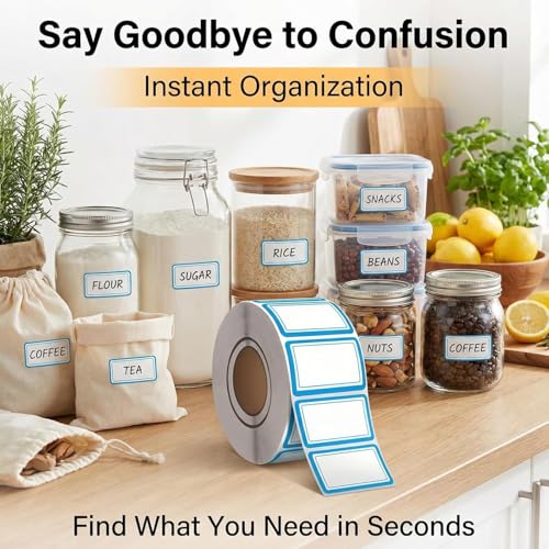 500 Removable Labels - No Residue, Reusable and Waterproof | Suitable for Food Storage Containers, Etc. (Blue) - color: Blue