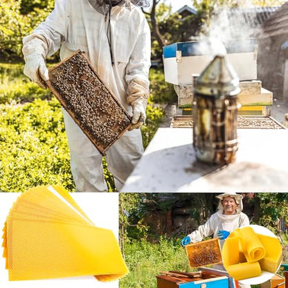 30PCS Beeswax Sheets Foundation Sheets 16-1/2 x 8-1/3 inch for Beehives Frames, Beeswax Sheets for Beekeeping,Candles Making, Hives (42cm x 21cm)