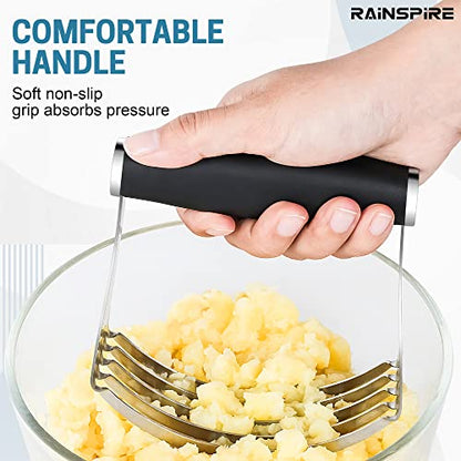 Rainspire XL Pastry Cutter For Baking, Heavy Duty Pastry Blender Stainless Steel, Thick Sharp Blades Dough Blender, Dough Cutter Butter Cutter Pastry for Easy Mixing, Dishwasher Safe (Black) - color: Black