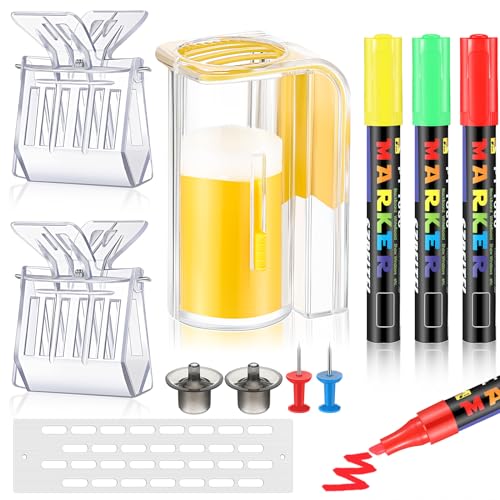 Qualirey 11 Pcs Queen Bee Marking Kit with Queen Bee Marking Bottles Marking Pens Plastic Queen Bee Catcher Cage Clips Beehive Entrance Gate Queen Bee Cell Cups Push Pins for Beekeeping Supplies