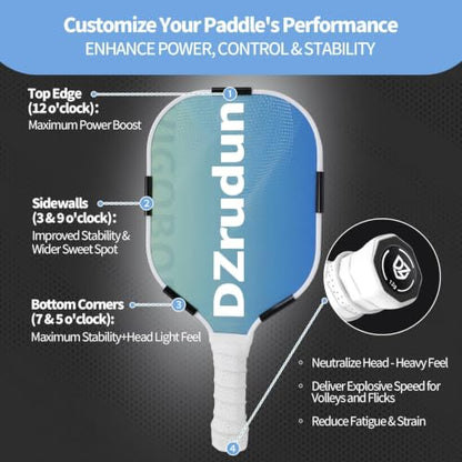 DZrudun Pickleball Paddle Weights,5x3g Snap Weights+End Cap Coins 6/9/12g | Lead-free clip-on pickleball weights for 16mm paddles, 27mm pickleball paddle cap weights for balance control stability