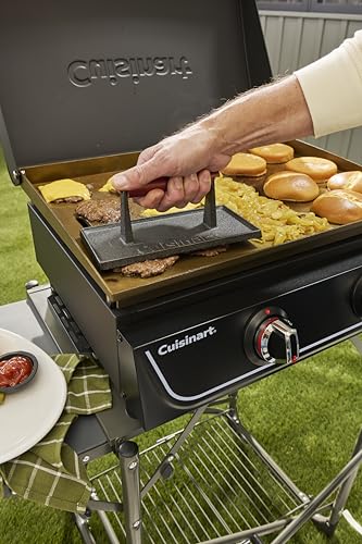 Cuisinart Cast Iron Grill Press with Wooden Handle, Heavy Duty Nonstick Rectangle Burger Press with Wood Handle, Perfect Grill Accessory for Steak, Bacon, Paninis and More - size: Weighs 2.1-pounds