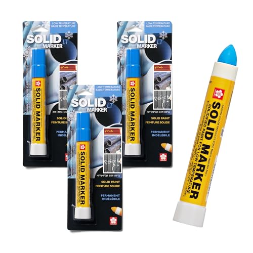SAKURA Solid Paint Markers with Twist Up Tip - Low Temperature Permanent Marker Pens - Window, Wood, & Glass Marker - Blue Paint - 3 Pack - color: Blue
