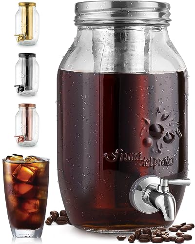 Zulay Kitchen 1.5 Liter Cold Brew Coffee Maker with EXTRA-THICK Glass Carafe & Stainless Steel Mesh Filter - Premium Iced Coffee Maker, Cold Brew Pitcher & Tea Infuser - color: Silver, size: 0.4 Gallon