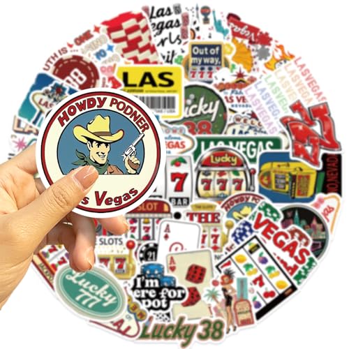 50Pcs Las Vegas Stickers, Cute Nevada Las Vegas City Waterproof Vinyl Laptops Decorative Decals, WLJIAO Kids Girls Water Bottles Luggage Journal Phone Guitar Party Gift Graffiti Sticker Pack - color: Las Vegas