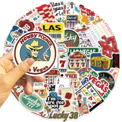50Pcs Las Vegas Stickers, Cute Nevada Las Vegas City Waterproof Vinyl Laptops Decorative Decals, WLJIAO Kids Girls Water Bottles Luggage Journal Phone Guitar Party Gift Graffiti Sticker Pack - color: Las Vegas