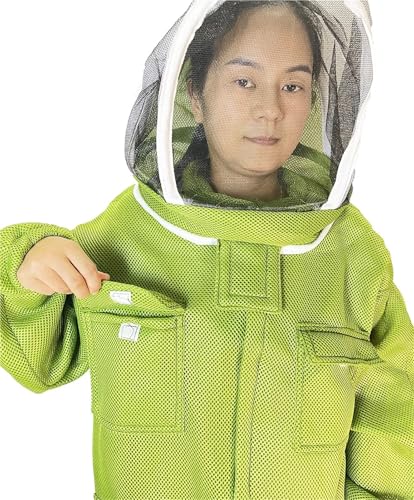 Bee Suit Beekeeping Cotton Suit Beekeeper Protection Clothing Safety Sting Proof Ventilated Anti Bee Jacket Attached Fencing Veil(XXL) - size: XXL