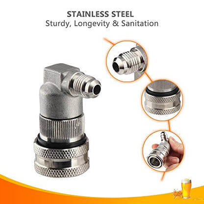 OneBom Ball Lock Disconnect, Gas & Liquid Corny Keg Fittings, MFL 1/4’’ Threaded with 5/16’’ Stainless Steel Barbed & Hose Clamp (MFL Thread) - color: MFL Thread