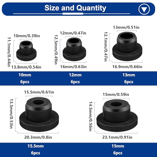 Tnisesm 30Pcs 5 Sizes Silicone Hole Plug Waterproof Replacement Rubber Tube Plug Black Bottle Stopper 9.5-15mm Inner Diameter Soft Flexible Reusable End Covers for Bottles Pipes Flower Pots - color: 30pcs 9.5-15mm