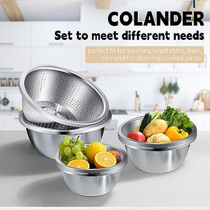 Gulex Colander Stainless Steel 3-quart with Bowls,Strainer for Kitchen(2PC) - color: Black, size: 3QT
