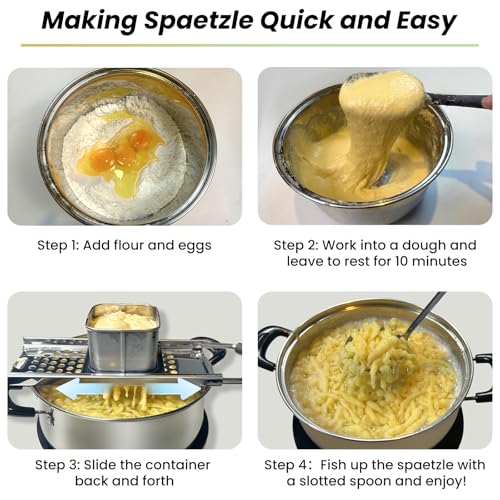 SPEENSUN Spaetzle Maker, Premium Grade Stainless Steel Spaetzle Press, Efficient Homemade Spaetzle and Knoepfle, Dishwasher Safe Spaetzle Noodle Maker with Comfort Handle for Pots Up to 30 CM - style: Spaetzle Maker