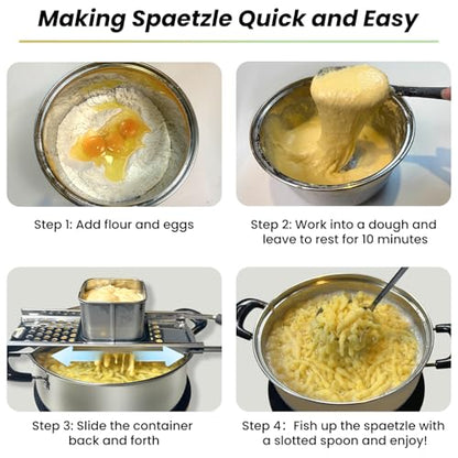 SPEENSUN Spaetzle Maker, Premium Grade Stainless Steel Spaetzle Press, Efficient Homemade Spaetzle and Knoepfle, Dishwasher Safe Spaetzle Noodle Maker with Comfort Handle for Pots Up to 30 CM - style: Spaetzle Maker