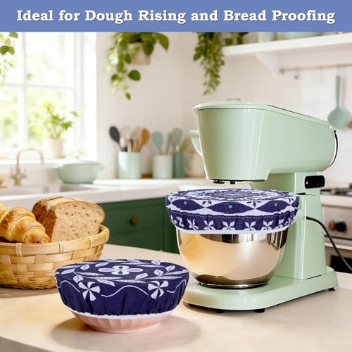 2 Large Reusable Beeswax Bowl Covers for Bread Proofing, 10/12 Inch Elastic Beeswax Wraps Cotton Cloth Sourdough Bowl Covers for Proofing Baskets, Mixer Bowls, Food Storage Containers - color: Rotational Geometry