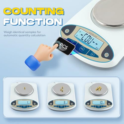 CGOLDENWALL High Precision Lab Scale Digital Analytical Electronic Balance Laboratory Precision Scale Jewelry Scales Kitchen Precision Weighing Electronic Scales 0.01g Calibrated (2000g, 0.01g) - size: 2000g