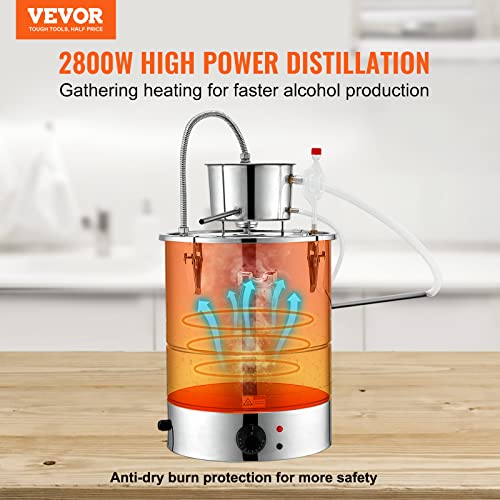 VEVOR Electric Alcohol Still 13Gal/50L,230V/60Hz, Alcohol Distiller, Distillery Kit for Alcohol include Pump & One-way Exhaust Valve & Thermometer - size: 13 Gal/50L